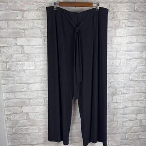 Elie Tahari Black Wide Leg‎ Ankle Palazzo Pants Tie Pull On Leg Slits Flowy XL